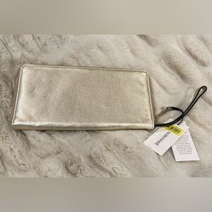 BRAHMIN Skyler platinum moonlight light gold clutch wristlet